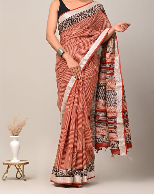 Brick Red Saree