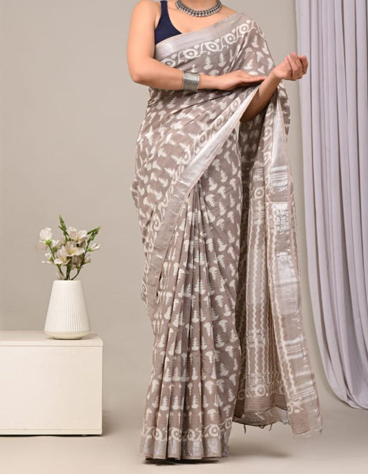 Cloud Grey & Silver Saree