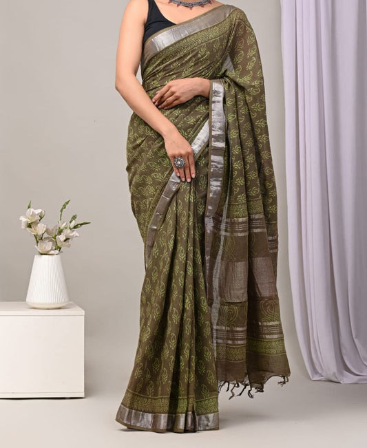 Mehndi shade Saree