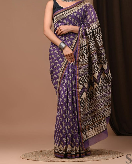 Purple Magic with yellow Saree