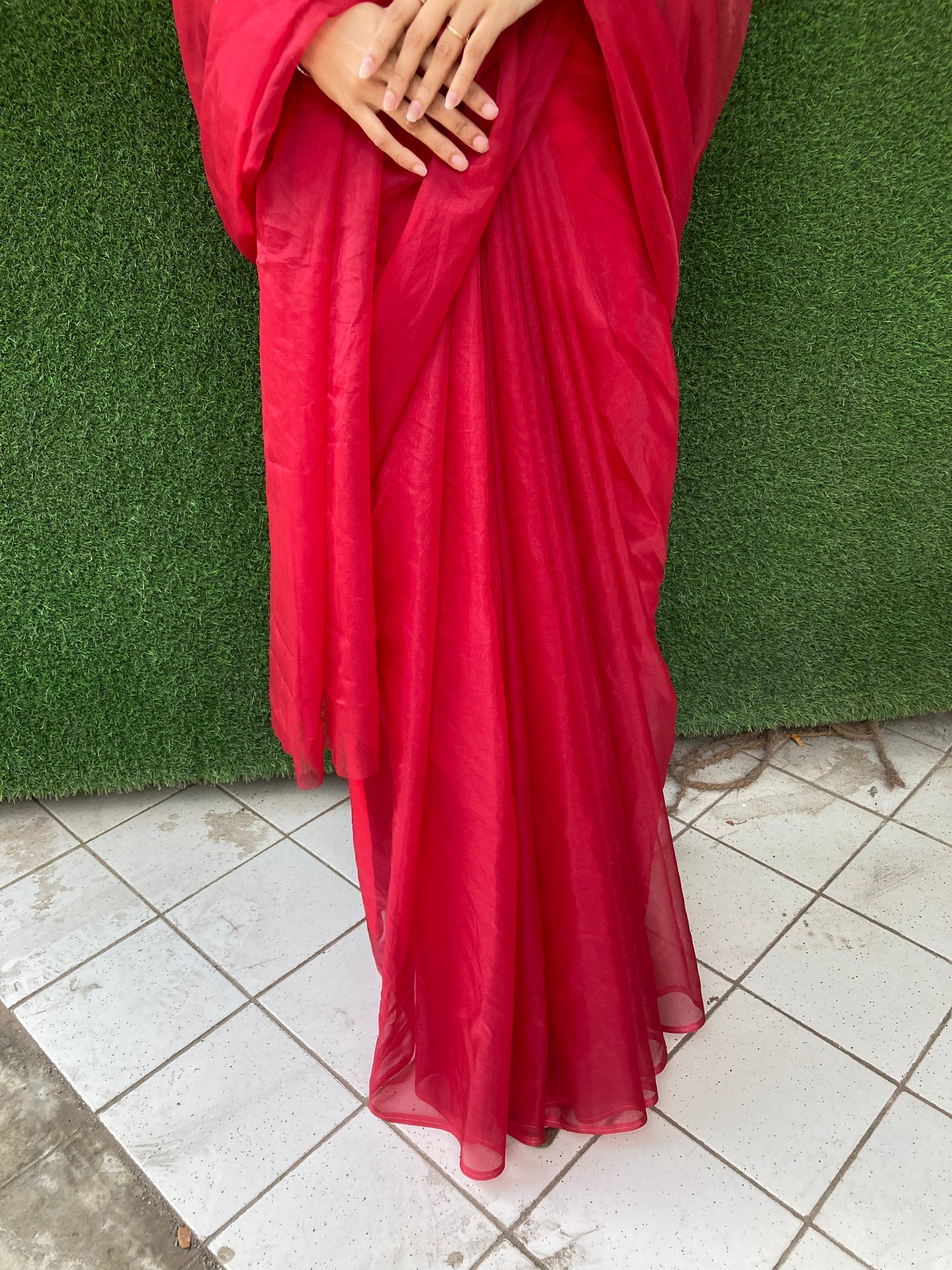 Rose Red Organza Saree