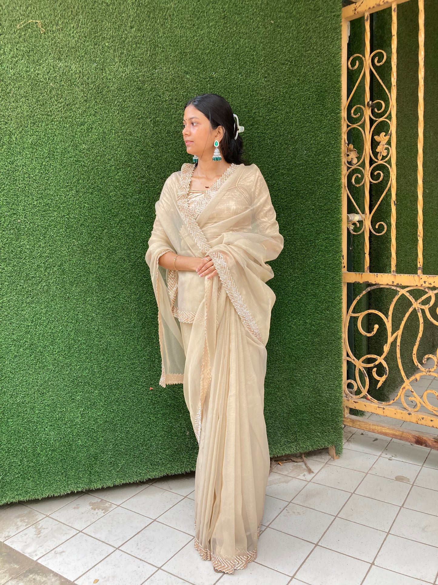 Golden Crush Tissue Saree