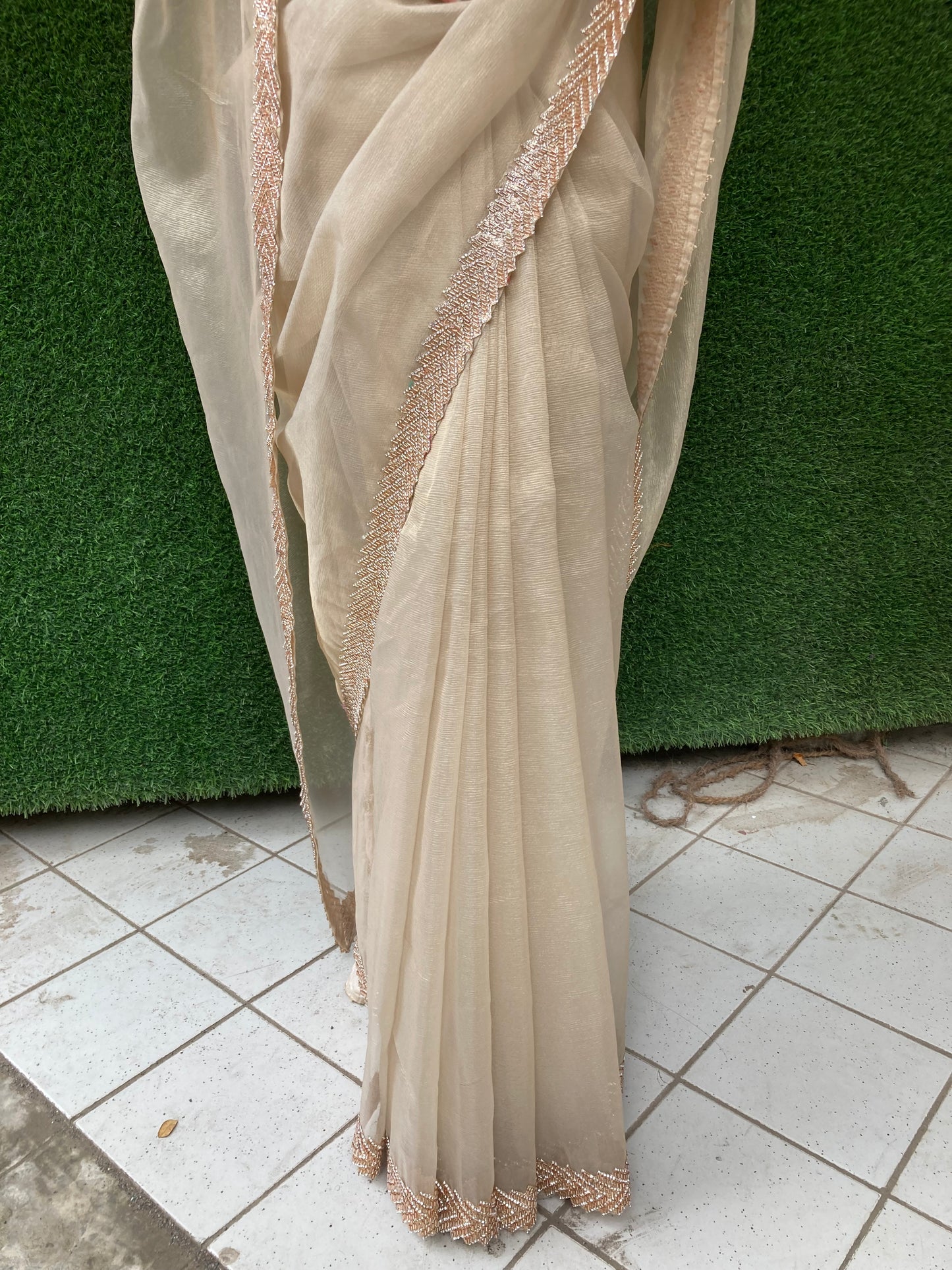 Golden Crush Tissue Saree