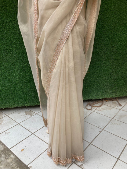 Golden Crush Tissue Saree