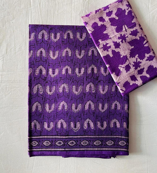 Heart Purple Kota Doria Saree